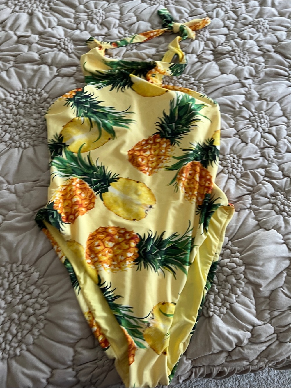 Anthropologie Yellow Pineapple Print Halter One-Piece Swimsuit